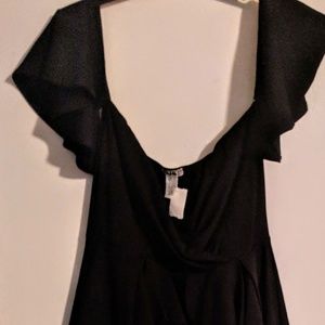 Plus Size Black Off The Shoulder Peplum Jumpsuit